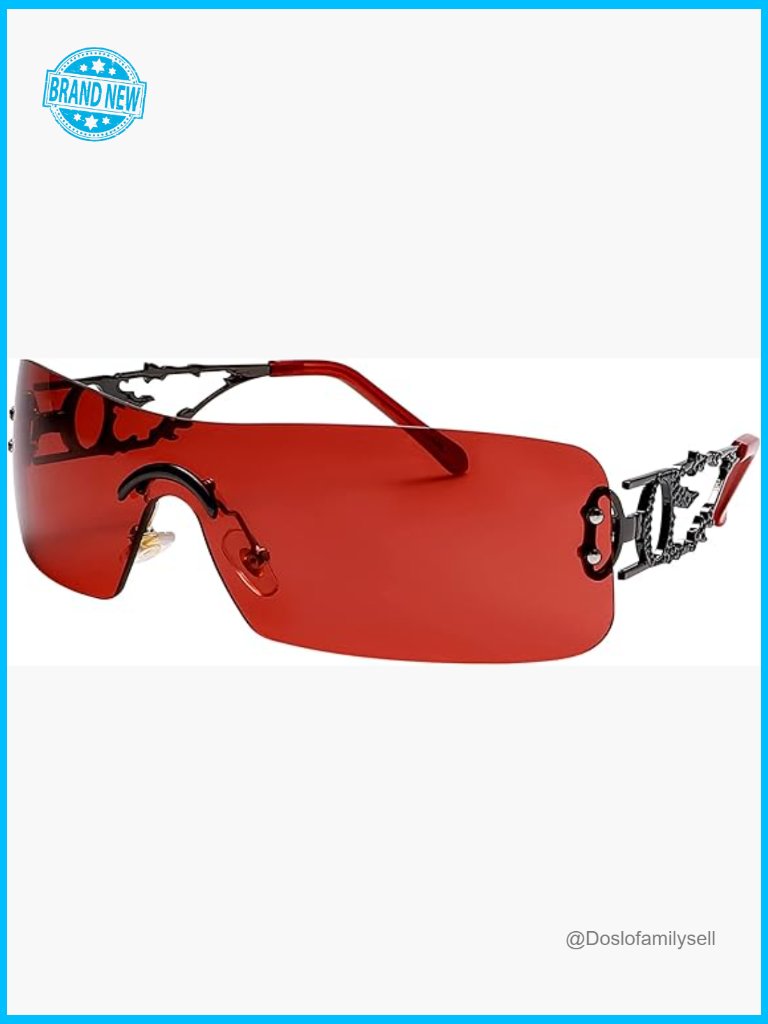 Rimless Flame Sunglasses Rectangular Y2k Retro Uv400 Men Women Unisex